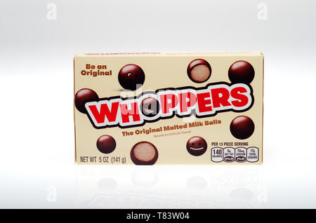 Whoppers latte al malto in sfere Scatola caramella dalla Hershey Company Foto Stock