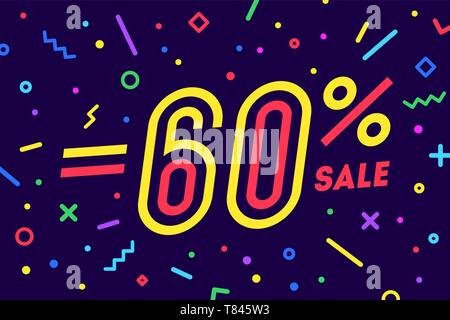 Vendita -60%. Banner per lo sconto, vendita. Progettazione di poster Illustrazione Vettoriale