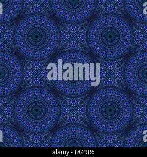 Blue bohemian seamless floral mandala mosaico tecnica di sfondo Illustrazione Vettoriale