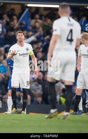 Londra, Grossbritannien. 09 Maggio, 2019. David Abramo (sinistra, f) discute con ante REBIC (F), figura intera, verticale, frustrato, frustrato, congelate, deluso, deluso, deluso, deluso, triste, Calcio Europa League, semi-finale, Chelsea (Chelsea) - Eintracht Francoforte (F) 4: 3 nE, il 09.05.2019 a Londra/Gran Bretagna. | Utilizzo di credito in tutto il mondo: dpa/Alamy Live News Foto Stock