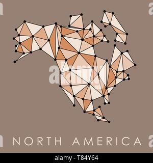 Mappa del nord America vettore - bassa poligono stile geometrico illustrazione. Illustrazione Vettoriale