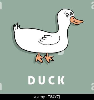 Bambini anatra cartoon - molto carino animale da azienda illustrazione. Illustrazione Vettoriale