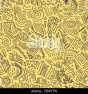 Bizzarre doodle texture - scribble seamless vettore di fondo. Illustrazione Vettoriale
