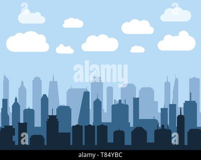 Skyline della città silhouette vettore. Urbano moderno cityscape illustrazione. Illustrazione Vettoriale