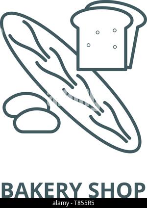 Bakery Shop linea del vettore icona, concetto lineare, segno di contorno, simbolo Illustrazione Vettoriale