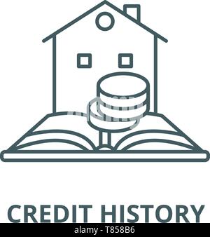 Storia di credito linea del vettore icona, concetto lineare, segno di contorno, simbolo Illustrazione Vettoriale