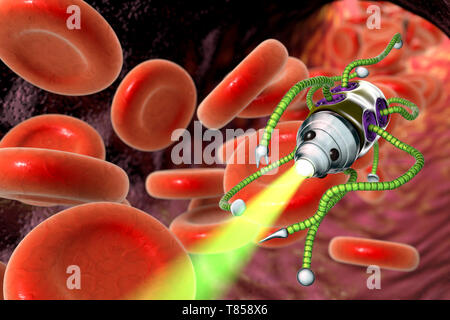 Medical nanorobot, illustrazione Foto Stock