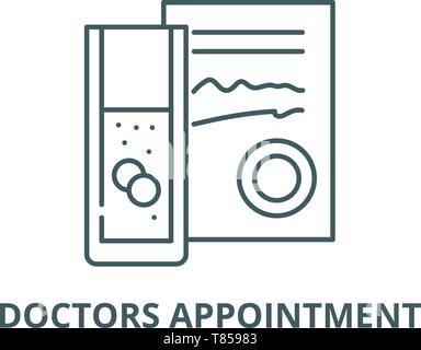 I medici appuntamento linea del vettore icona, concetto lineare, segno di contorno, simbolo Illustrazione Vettoriale