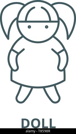 Vettore di bambola icona linea, concetto lineare, segno di contorno, simbolo Illustrazione Vettoriale