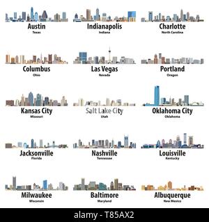 Negli Stati Uniti le città di vettore dall'alto Illustrazione Vettoriale