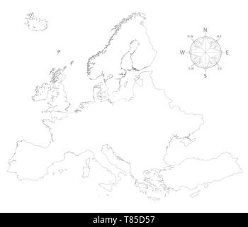 Europa vettore ad alta mappa dettagliata Illustrazione Vettoriale