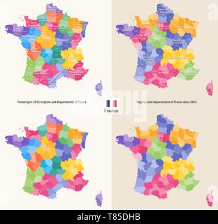 Regioni amministrative e i dipartimenti della Francia mappa vettoriale Illustrazione Vettoriale