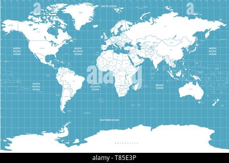 Il vettore ad alta dettagliata mappa mondiale Illustrazione Vettoriale
