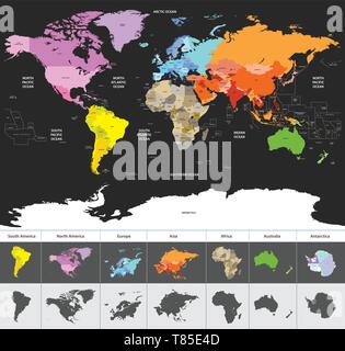 Il vettore ad alta dettagliata mappa mondiale Illustrazione Vettoriale