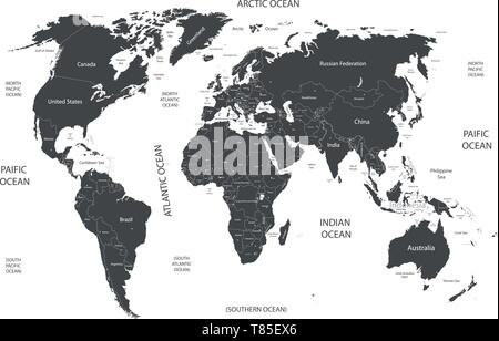 Vettore politico mondiale mappa Illustrazione Vettoriale