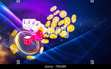 Illustrazione, Casino elemento banner di isolamento su sfondo colorato Foto Stock