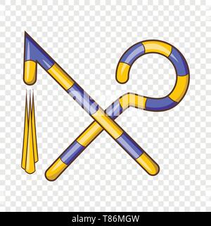 Osiride attraversato gancio e icona curvi, stile cartoon Illustrazione Vettoriale