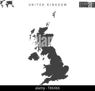 Regno Unito vuoto mappa vettore isolato su sfondo bianco. High-Detailed silhouette nera Mappa della Gran Bretagna. Illustrazione Vettoriale