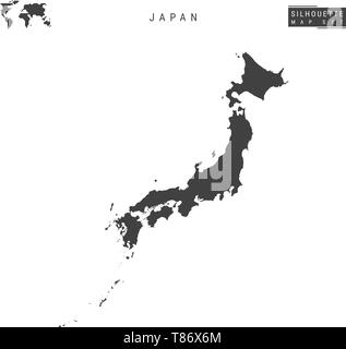 Giappone Blank mappa vettore isolato su sfondo bianco. High-Detailed silhouette nera Mappa del Giappone. Illustrazione Vettoriale