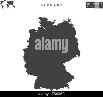 Germania vuoto mappa vettore isolato su sfondo bianco. High-Detailed silhouette nera mappa della Germania. Illustrazione Vettoriale