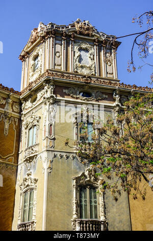 Valencia, Spagna - dettaglio del Palacio del Marques de Dos Aguas, Museo Nazionale della Ceramica Foto Stock