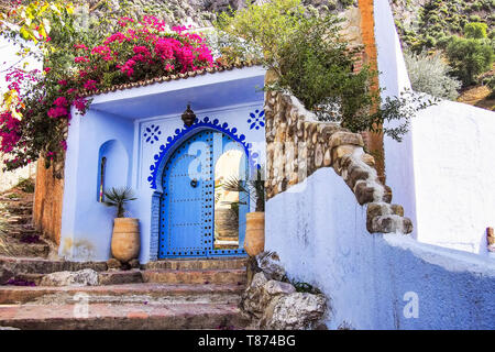 Medina di Chefchaouen, Marocco. Chefchaouen o Chaouen è una città nel nord-ovest del Marocco. È il capoluogo della provincia dello stesso nome, e è n Foto Stock