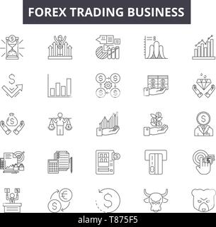 Forex trading business line icone, segni, set di vettore, concetto di contorno, illustrazione lineare Illustrazione Vettoriale