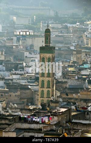 Il Marocco, Medio Atlante, Fes, Città Imperiale, Fes el Bali District, medina elencati come patrimonio mondiale dall' UNESCO Foto Stock