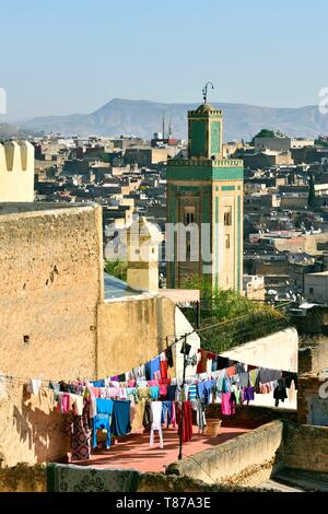 Il Marocco, Medio Atlante, Fes, Città Imperiale, Fes el Bali District, medina elencati come patrimonio mondiale dall' UNESCO Foto Stock