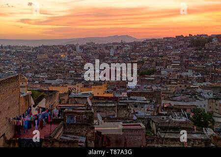 Il Marocco, Medio Atlante, Fes, Città Imperiale, Fes el Bali District, medina elencati come patrimonio mondiale dall' UNESCO Foto Stock