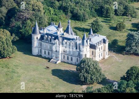 Francia, Indre, Mezieres en Brenne, Beauregard CASTELLO (vista aerea) Foto Stock