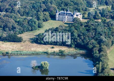 Francia, Indre, Mezieres en Brenne, Beauregard CASTELLO (vista aerea) Foto Stock