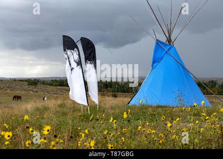 Stati Uniti, Montana, campo di battaglia di Little Big Horn dove Sioux sconfitto il èth reggimento di cavalleria e ucciso il generale Custer Foto Stock