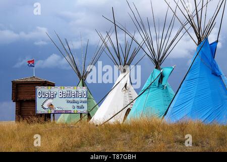 Stati Uniti, Montana, campo di battaglia di Little Big Horn dove Sioux sconfitto il èth reggimento di cavalleria e ucciso il generale Custer Foto Stock
