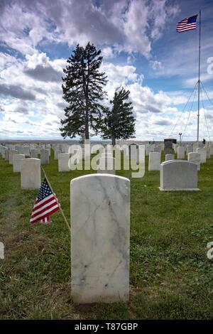 Stati Uniti, Montana, campo di battaglia di Little Big Horn dove Sioux sconfitto il èth reggimento di cavalleria e ucciso il generale Custer Foto Stock