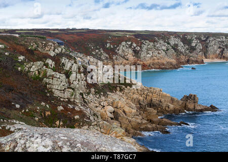 Costa, Porthcurno, Cornwall, Inghilterra Foto Stock