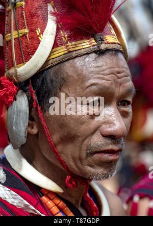 India, Nagaland, Kohima, riunione annuale di tutti i Naga tribù durante il Festival di Hornbill Foto Stock