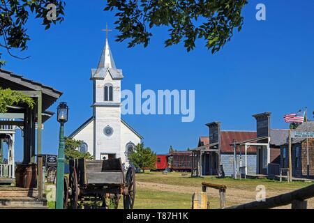 Stati Uniti, South Dakota, il 1880 Città consiste principalmente di vecchi edifici che sono stati trovati nella zona e nel corso degli ultimi decenni, è stato ampliato con molti ulteriori autentico di vecchi edifici, manufatti e cimeli, Balla coi lupi con Kevin Costner è stato girato in parte vi Foto Stock