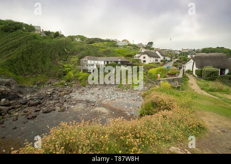 Il 'altro' più piccola spiaggia di ciottoli presso il piccolo villaggio di pescatori di Cadgwith,Cornwall Inghilterra,UK. Foto Stock