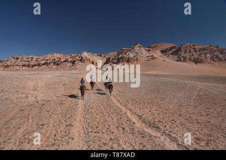 Il viaggio a cavallo nella Valle della Luna, San Pedro de Atacama, Cile Foto Stock