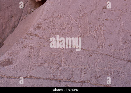 Antiche incisioni rupestri, San Pedro de Atacama, Cile Foto Stock