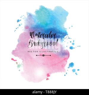 Splash Watercolored blot in blu e il colore viola Illustrazione Vettoriale