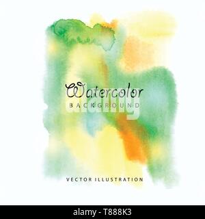 Splash Watercolored blot in verde e giallo Illustrazione Vettoriale
