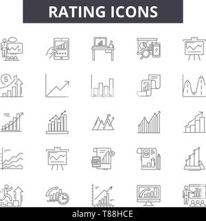 Linea di rating icone, segni, set di vettore, concetto lineare, illustrazione di contorno Illustrazione Vettoriale