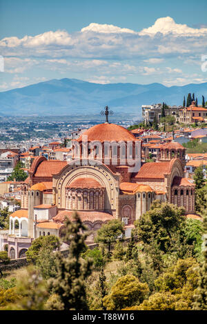 La chiesa di Saint Paul, Vista panoramica della città di Salonicco, Grecia Foto Stock