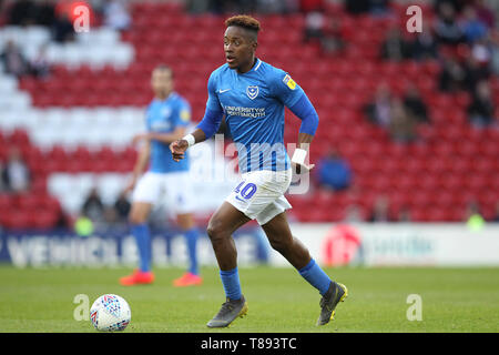 Sunderland, Regno Unito. 11 maggio 2019. Jamal Lowe di Portsmouth durante il cielo scommettere League 1 play off Semi Finale 1 Gamba match tra Sunderland e Portsmouth presso lo stadio di luce, Sunderland sabato 11 maggio 2019. (Credit: Mark Fletcher | MI News) Foto Stock