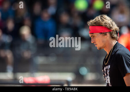 Roma, Italia. Il 12 maggio 2019. Alexander Zverev (GER) durante la sua sessione di formazione alla Internazionali BNL d'Italia Italian Open al Foro Italico, Roma, Italia il 12 maggio 2019. Foto di Giuseppe mafia. Credit: UK Sports Pics Ltd/Alamy Live News Foto Stock