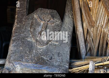 India, Arunachal Pradesh, Lazu, tribù Olo, la parte superiore delle scale in king's Wanggap Lawang's house Foto Stock