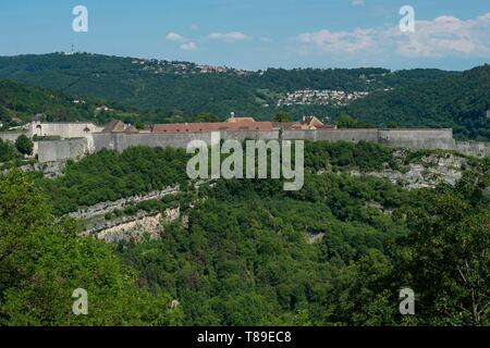 Francia, Doubs, Besancon, la Citadelle Vauban visto dal forte di Chaudanne Foto Stock