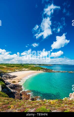 Francia, Cotes d'Armor, Plevenon, la spiaggia fosse adiacente alla Pointe de la Guette Foto Stock